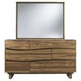 thumbnail image 2 of Wave Front Six Drawers Wooden Dresser with Hidden Drawer Pull, Natural Brown, 2 of 3