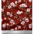 thumbnail image 1 of Soimoi Red Cotton Cambric Fabric Leaves & Peony Floral Print Fabric by the Yard 56 Inch Wide, 1 of 3