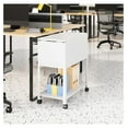 thumbnail image 2 of Rolling File Cart 2 Tier - Metal File Cabinet with Lock & Wheels - Mobile Filing Cart for A4/Letter/Legal Size - White Office Storage, 2 of 7