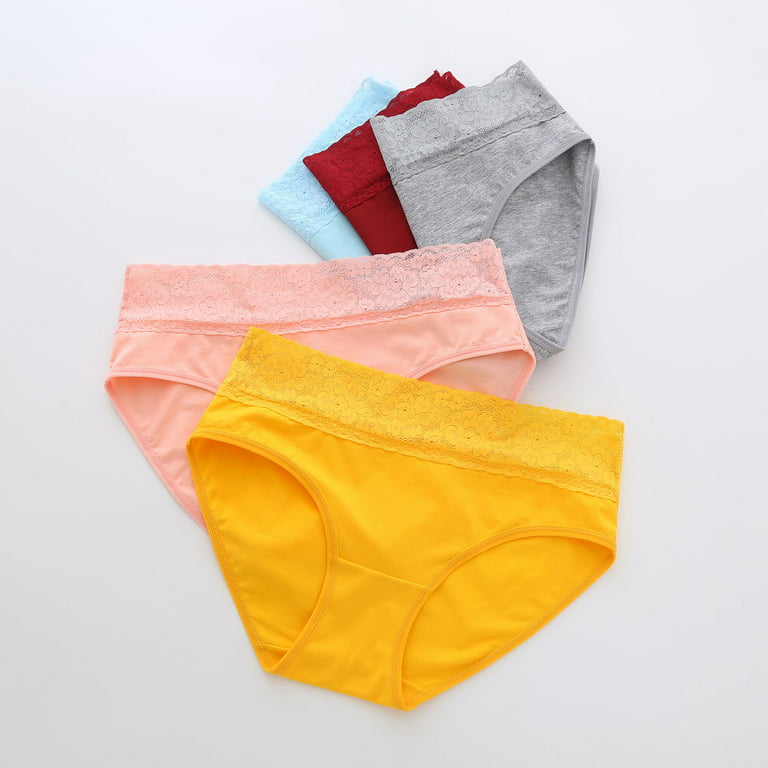 CBGELRT Underwear Women Women's Cotton Briefs Plus Size Floral Lace Panties  for Women Solid Color High Waist Underpants plus Size Thong Lingerie Gold