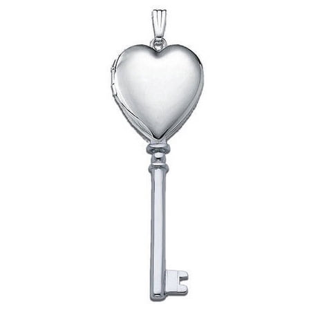 14k White Gold "Sweetheart KEY" Locket - 3/4 Inch X 2 Inch in Solid 14K White Gold