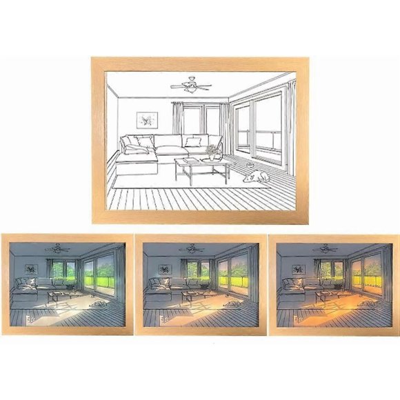 Lighting Painting Decoration Three-Color Luminous Lighting Painting Decorative, LED Night Light Photo FrameA