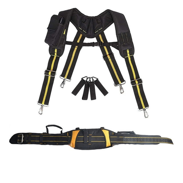 Ceinture à Outils Bretelles Pochette Sac Ensemble de Poche à Ongles Support Lombaire Réglable Sac Multifonction pour Outils de Charpentier Électricien, Réglable