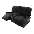 thumbnail image 5 of LiveGo 2 Seater Velvet Recliner Sofa Slipcover with Cup Holders, Stretch Loveseat Recliner Sofa Cover with Console Slate, Slipcover Protector for Living Room, 5 of 13