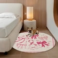 thumbnail image 2 of Valentine's Day Round Area Rug 8Ft Washable Large Circle Rugs for Living Room Dorm, Pink Bows Romantic Love Heart Vintage Plaid Non-Slip Carpet Floor Mats Indoor Outdoor Carpet Runner Home Decor, 2 of 8