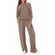 thumbnail image 1 of Conjuntos de Salón para Mujer, Conjuntos de 2 Piezas para Otoño, Pantalones Anchos, Conjuntos A Juego, Ropa de Mujer Caqui XS, 1 of 8