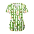 thumbnail image 2 of felwors Valentine Scrub Tops Women V-Neck Short Sleeve Holiday Themed Heart Scrubs (Mint Green, L), 2 of 7