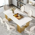 thumbnail image 7 of Finmind 70.8" Modern Dining Table, Fits 6-8 Guests, Perfect for Family Gatherings, White & Gold, 7 of 7