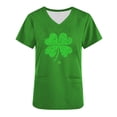 thumbnail image 5 of lcziwo Scrub Tops for Women Short Sleeve Working Uniform with Pocket Summer Casual V Neck Stretchy Holiday T Shirts Funny Graphic Print Tees Green L on Sale Clearance 2025, 5 of 7