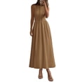 thumbnail image 1 of Vestido Maxi PRETTYGARDEN sin mangas con patchwork tanque kaki XL, 1 of 8