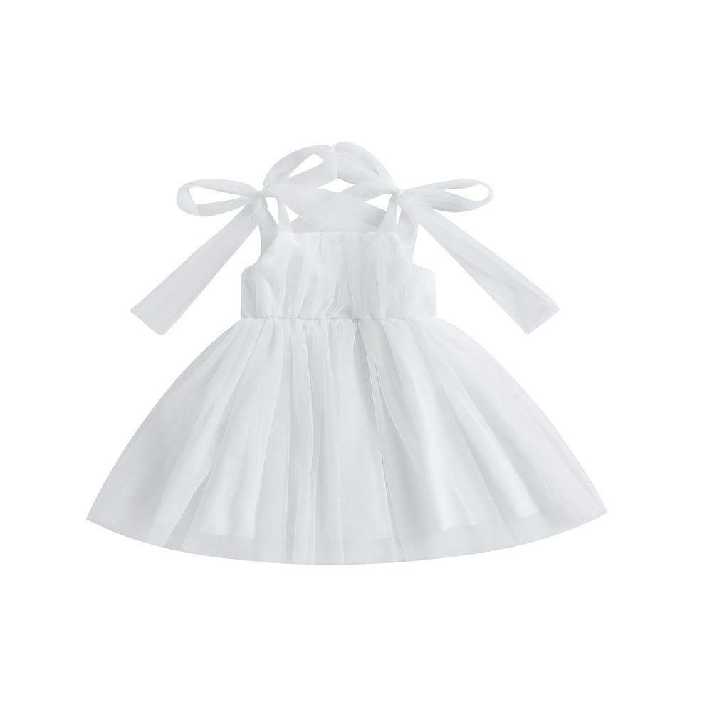 Robe Sans Manches pour Filles, Bretelles à Nouer, Robe Cami en Tulle Superposée, Vêtements d'Été Décontractés, Robe de Princesse