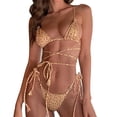 thumbnail image 1 of Conjunto de Bikini con cordón para mujer, traje de baño triangular con borlas a la moda de verano para fiesta en la playa, piscina, Color de flores M, 1 of 5