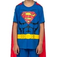 thumbnail image 3 of DC Comics Superman Pajamas Boys Short Sleeve Shirt and Pant Set with Detachable Cape PJs, 3 of 6