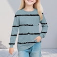 thumbnail image 2 of GigrtiJin 5-14 Years Girl Kids Casual Tops Striped Round Neck Long Sleeve Blouse with Pocket Comfy Shirt, 2 of 7