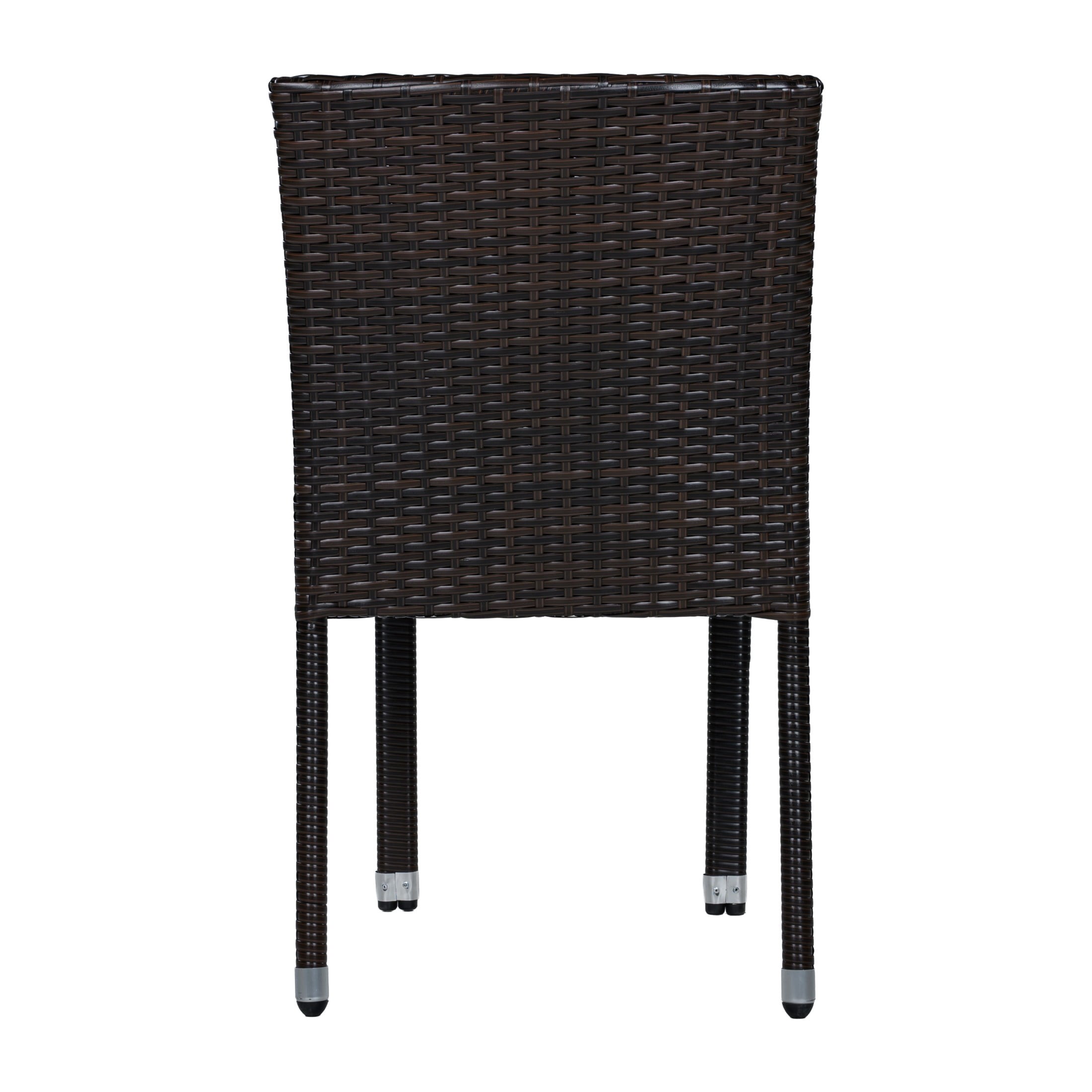 Christopher Knight Home Outdoor Handwoven Wicker Armless Dining Chairs, Dark Brown, Set of 4