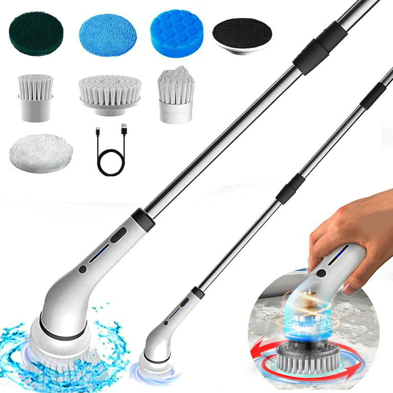 Electric Cleaning Brush with 5 Brush Heads Bathroom Wash Brush USB