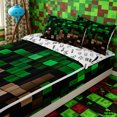 thumbnail image 3 of Erosebridal Dark Jungle Pixel Grid Zipper Full Size Comforter Sets with Fitted Sheet and 2 Pillowcases,Minimal Two-Tone Pixel Texture Zipper Bedding Set,Forest Black Beige,4pcs,Reversible, 3 of 6