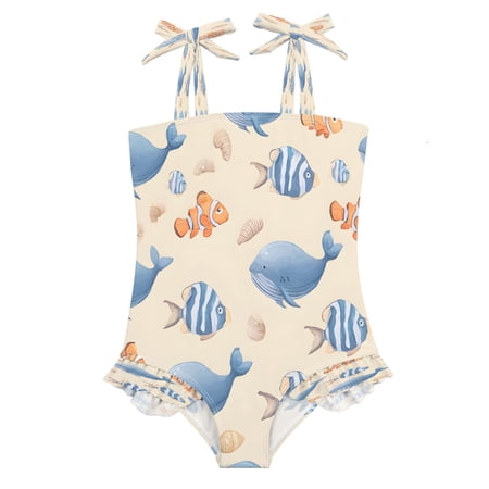 BZSMCE Swimsuit One Piece swimwear Whale Pattern of Pattern