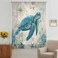 thumbnail image 2 of Teal Sea Turtle Coastal Sheer Curtains 45 Inches Long, Vintage Summer Beach Nautical Light Filering Curtains, Breathable Simi Curtain Privacy Drapes for Kitchen Bathroom Small Window Treatment, 2 of 9