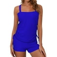 thumbnail image 3 of Yteetum Tankinis Swimsuits for Women Ladies Swimsuit Two Piece Set Tummys Control Bathing Suit with Shorts Swimwear with Bra Pads Women's Loose Fits Solid Color Camisole Tankinis Bathing Suits, 3 of 10