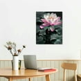 thumbnail image 3 of JEUXUS  Zen Canvas Wall Art Pink Lotus Flower Paintings Black White and Pink Floral Water Lily Picture for Bathroom Wall Decor Framed (Lotus Flower 3), 3 of 5