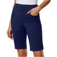 thumbnail image 3 of Bloomae Plus Size Bermuda Shorts for Women Dressy Elastic High Waisted Chino Summer Casual Straight Leg Knee Length Work Business Short Pants with Pockets, 3 of 10