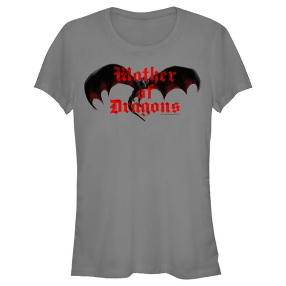Junior's Game of Thrones Mother of Dragons Red Dragon  Graphic Tee Charcoal Large