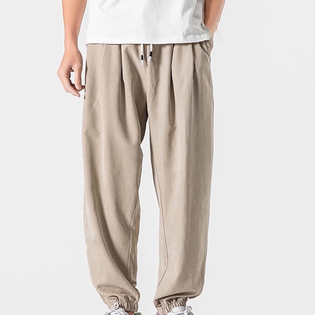 Pantalones largos casuales para hombre, cintura elástica, cordón ajustable, bolsillos cómodos, pantalones para hombre
