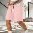 thumbnail image 2 of Mens Casual Shorts Men's Summer Drawstring Belted Cargo Shorts with Pocket Thin Breathable Pants Mens Work Pants Pink XXXL, 2 of 4