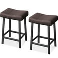 thumbnail image 1 of Sillas de Bar con Reposapiés - Juego de 2 Taburetes Modernos en Cuero Gris y Metal Blanco, Altura Counter, 1 of 37