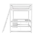 thumbnail image 5 of Full Size Loft Bed with U-shaped Desk, Drawers and Storage Shelves, Solid Wood Loft Bed Frame with Ladder and Full Guardrail for Boys Girls Teen Adults Bedroom, No Box Spring Required, White, 5 of 7