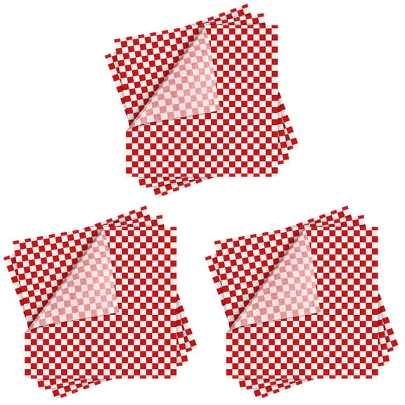 72 Pcs Checkered Dry Waxed Paper Food Grade Grease-proof Food Basket Liner