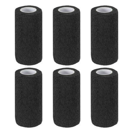 4" x 177" 6 Pcs Self Adhesive Bandage Wrap Elastic Self Tape Sport Black