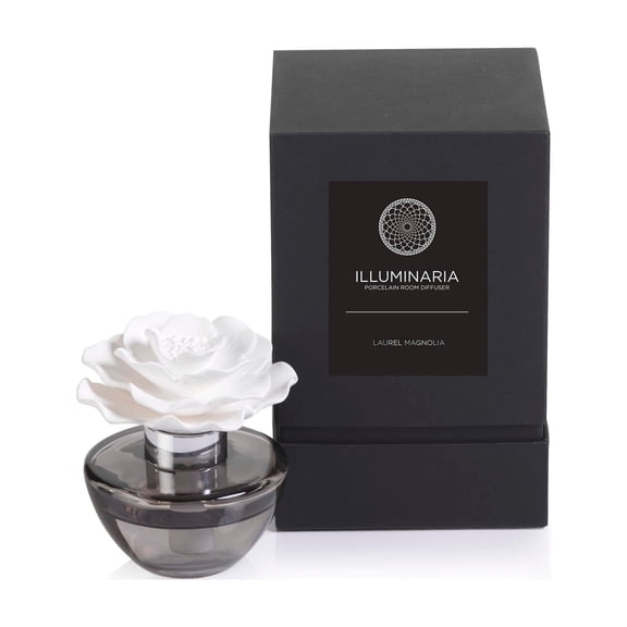 LAUREL MAGNOLIA ZODAX Illuminaria Porcelain Diffuser - Gray Bottle