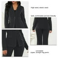 thumbnail image 6 of Stylish Women's Slim Fit Suit with Turn-Down Collar, Flap Pockets & Straight Leg Pants - Black, Size M Bienvenido, 6 of 6
