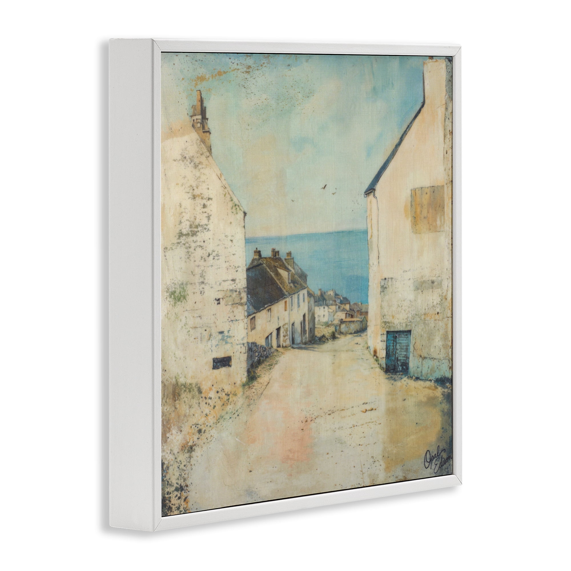 Stupell Industries Coastal Town Walk White Framed Giclee Art, design by Opal Edison