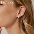 thumbnail image 3 of LUNVKY 6 Pairs 18K White Gold Plated Hoop Earrings for Women with S925 Sterling Silver Post CZ Huggie Hypoallergenic Stud Earring Sets Birthday Christmas Jewelry Gifts Teen Adult Stocking Stuffers, 3 of 5