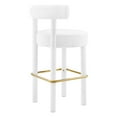 thumbnail image 5 of Bar Stool Chair Barstool, Set of 2, White, Velvet, Pub Cafe Bistro Dining Kitchen Hospitality Restaurant, Modern Contemporary Boutique HB36134, 5 of 11