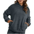 thumbnail image 2 of AXXD Womens Tops Dressy Casual Basic Summer 2024 Casual Plush Solid Color Hooded Top, 2 of 6