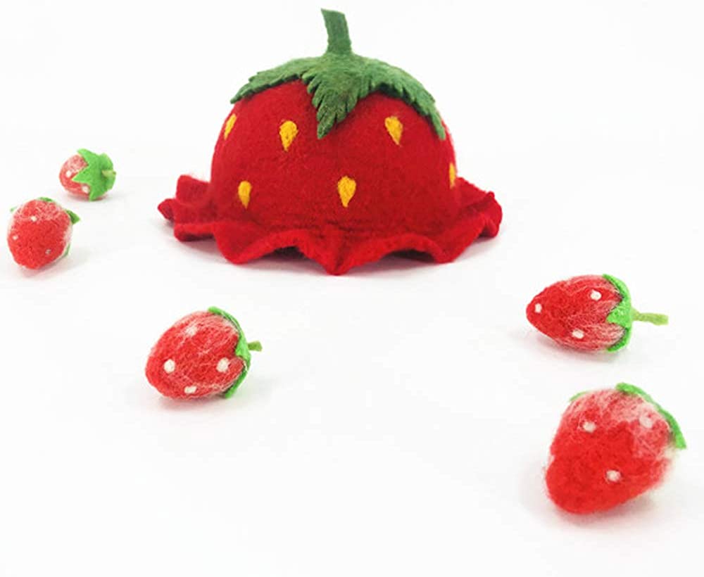 Handmade Wool Felt Red Strawberry Hat 