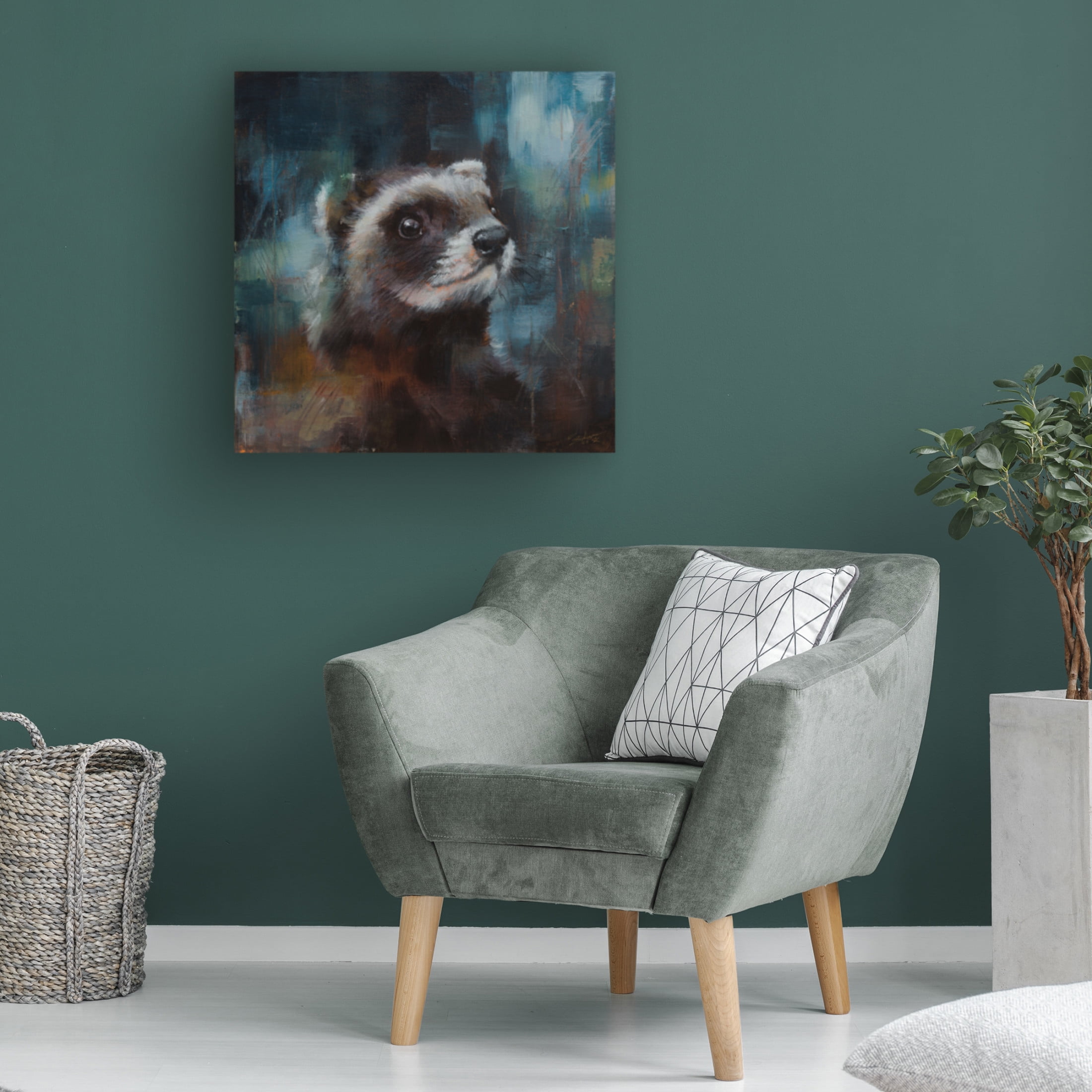 Canvas Wall Art - John Silver 'Pole Cat' Wall Art for Living Room, Bedroom, or Office Décor by Trademark Fine Art - 24 x 24 Inches