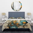 thumbnail image 3 of Designart "Teal Yellow Abstract Fractal composition Melodies I" Modern Bedding Covert Set - Fractals Teal Abstract Bed Set With 2 Shams, 3 of 6