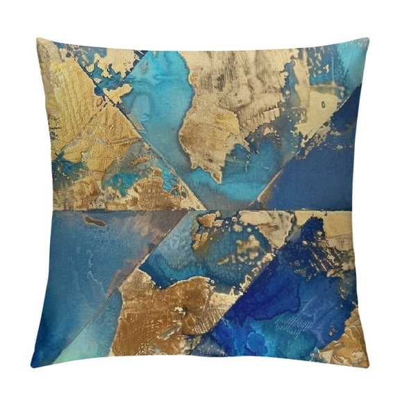 Qinduosi  Gold Abstract Pillow Covers  Nordic Blue Pillow Cases Teal and Gold Modern Decorative Cushion Covers for Sofa Couch  White