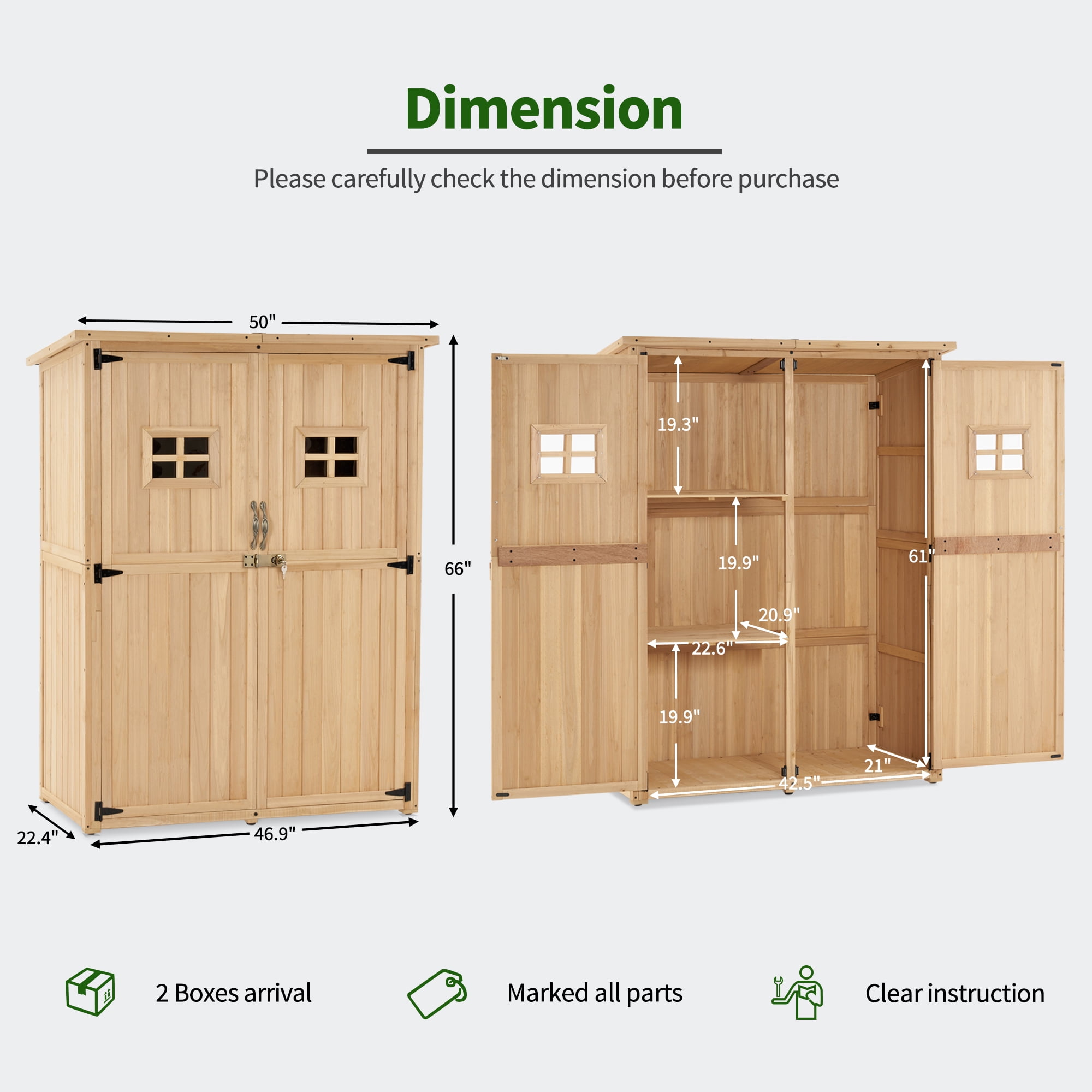 MCombo Wood Large Outdoor Storage Tool Shed (46.9" x 22.4" x 66") 1911 (Beige)