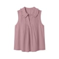 thumbnail image 5 of ClodeEU Women's V Neck Sleeveless Collared Pleated Blouse,Solid Color Casual Tank Top for Summer Pink,Women's Plus XL, 5 of 8