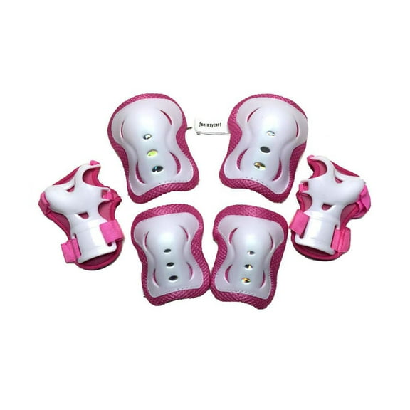 fantasycart Kid's Roller Blading Wrist Elbow Knee Pads Blades Guard in Pink&white