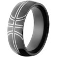thumbnail image 2 of 8mm Half-Round Black Zirconium Ring with a Milled Basketball Design, 2 of 3