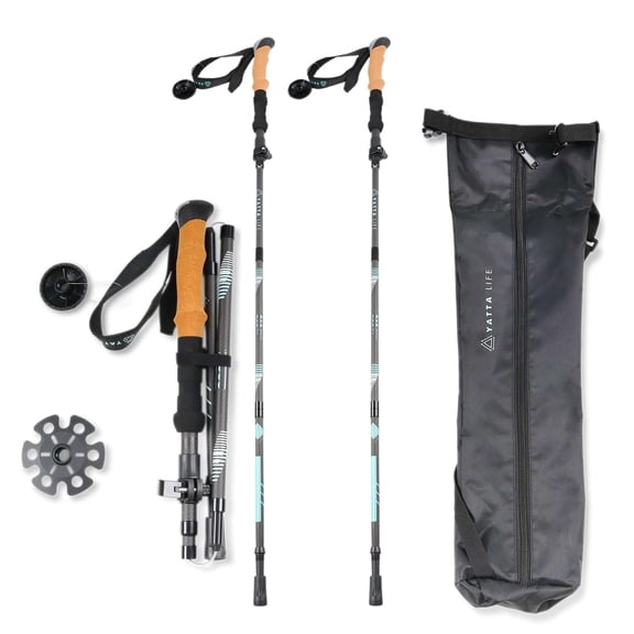 Yatta Life Walking Poles Carbon Fiber, Collapsible Folding Trekking Poles with A001 Stick-2PACK