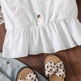 thumbnail image 6 of Zanarzt Girls Casual Summer Shirts Short Sleeve Kids Solid Color Tshirts Girls Ruffle Sleeve Shirts Summer Crewneck Tee Tops Casual Cute Blouse White,9-10 Years, 6 of 6