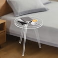 thumbnail image 5 of Clear Acrylic Side Table Round Ende Table Drink Table for Small Space 15.7"x18”, 5 of 16